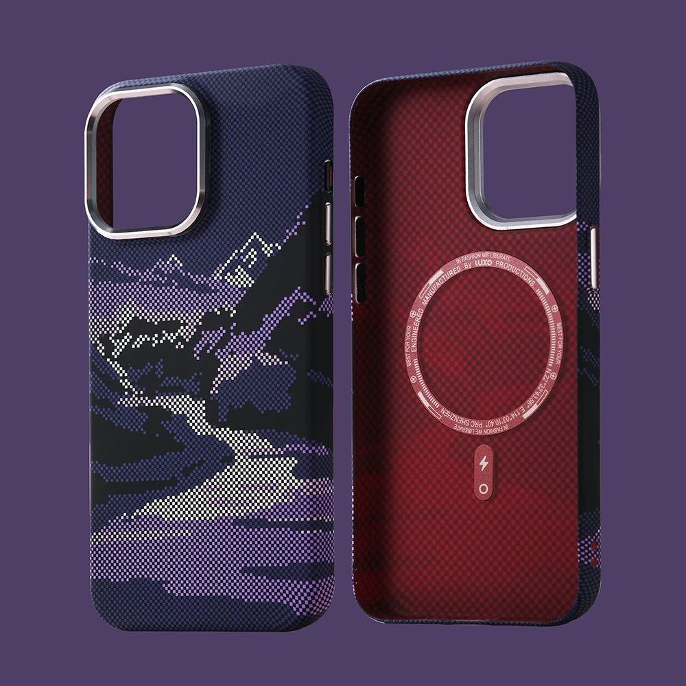 Premium Snow Mountain River Plaid Kevlar iPhone Case