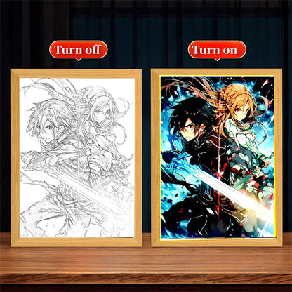 Sword Art Online Anime LED Light Painting Photo Frame Night Light