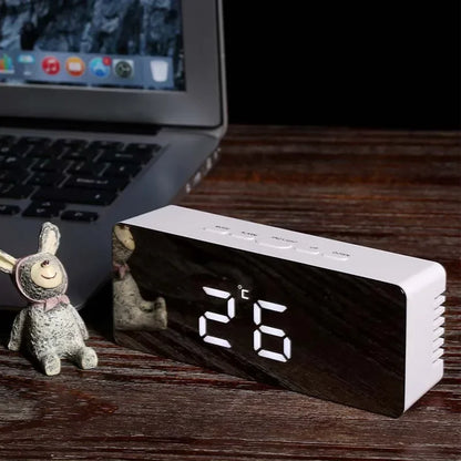 Digital LED Alarm Clock with Mirror Display, Temperature Sensor & Night Mode - Vélanoworld