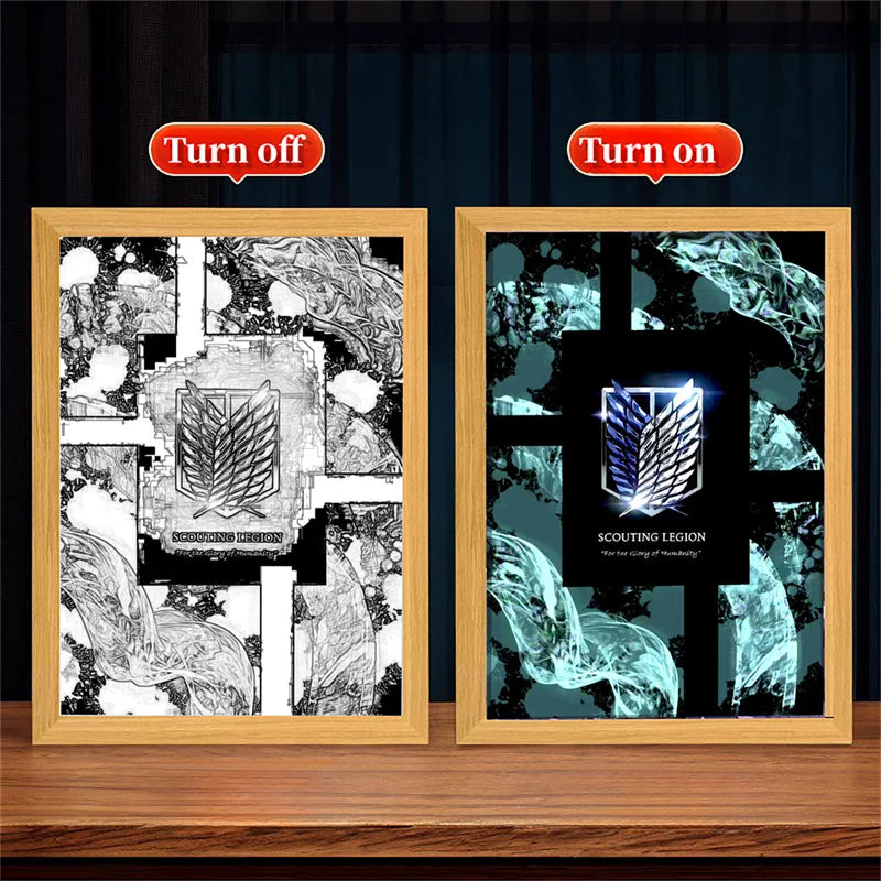 Attack on Titan Anime LED Light Painting Photo Frame – Illuminated Anime Display