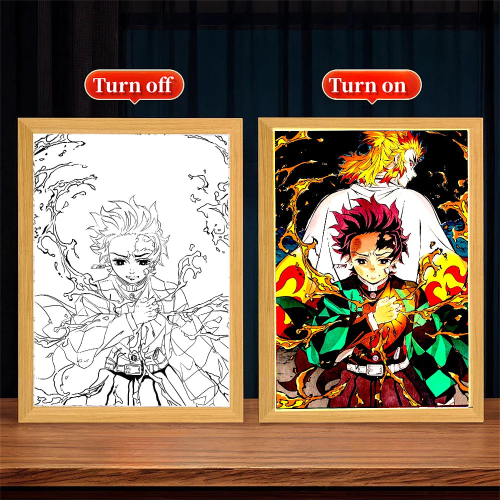 Demon Slayer Anime LED Light Painting Photo Frame