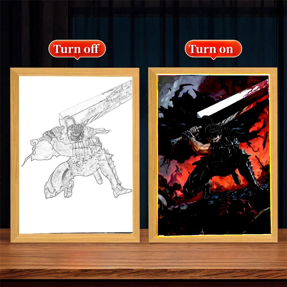 Berserk Anime Light Painting Photo Frame LED Night Light