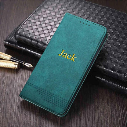 Personalised Leather Flip Wallet Case for iPhone - Vélanoworld