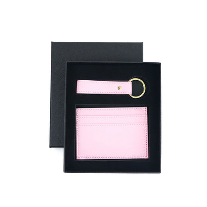 Personalised Leather Wallet & Keychain Gift Set