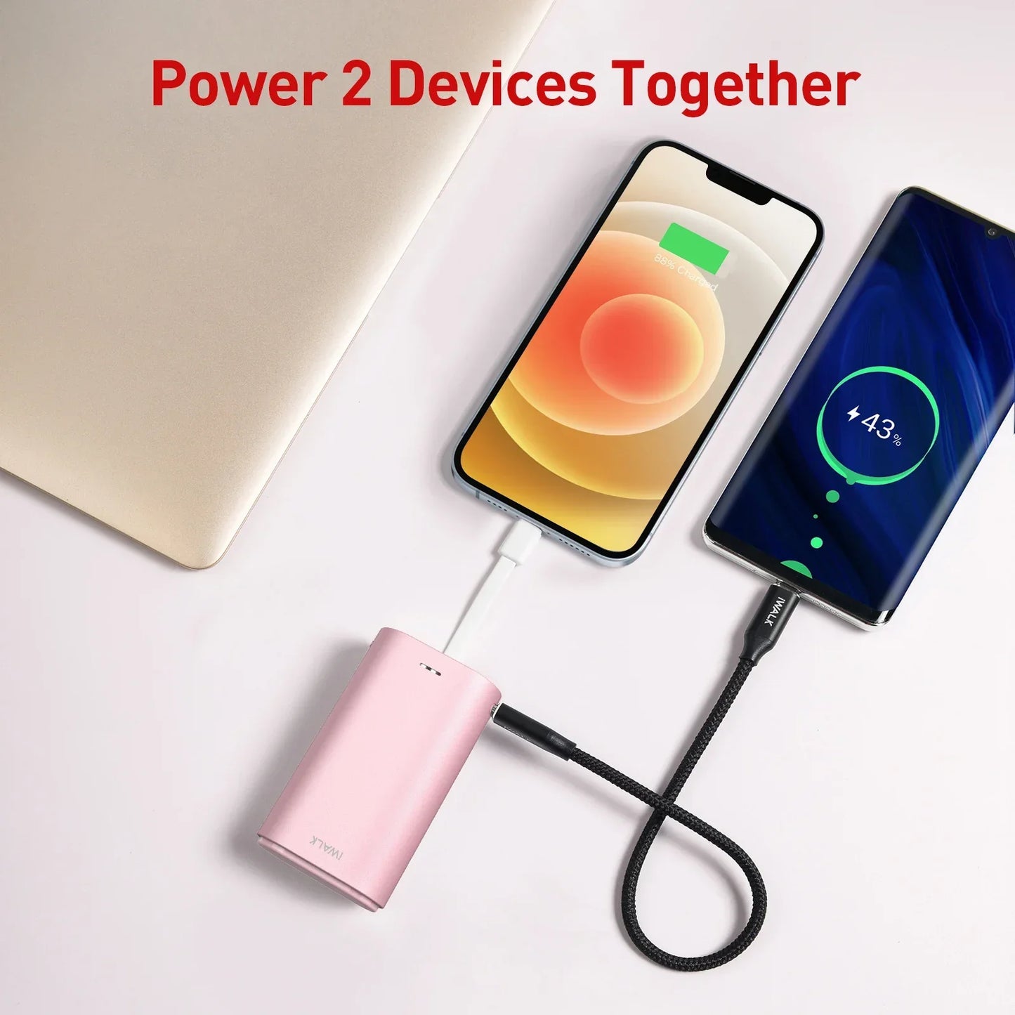 Mini Power Bank with Built-In Lightning Cable