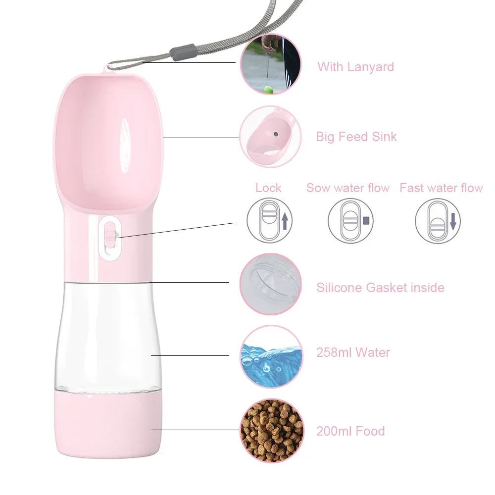 Portable Dog Water Bottle & Food Feeder