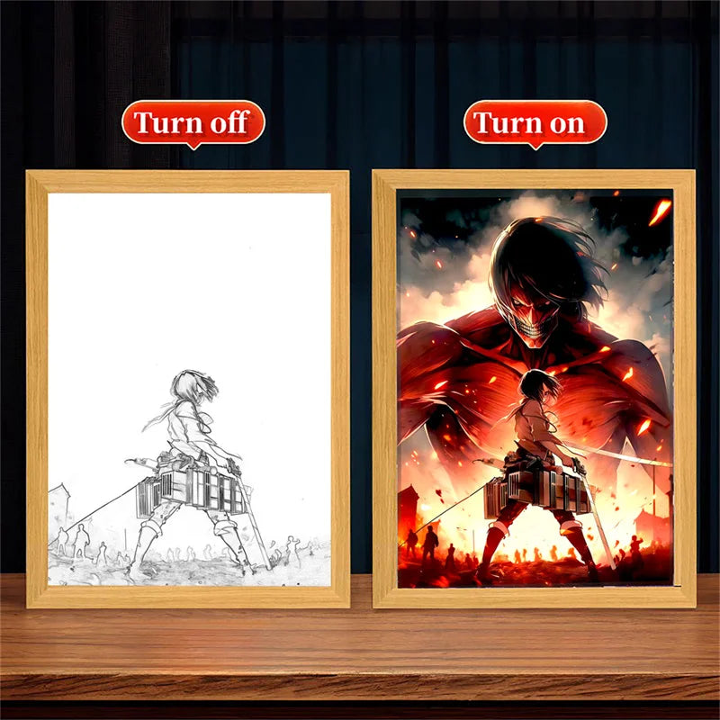 Attack on Titan Anime LED Light Painting Photo Frame – Illuminated Anime Display