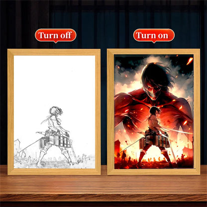 Attack on Titan Anime LED Light Painting Photo Frame – Illuminated Anime Display