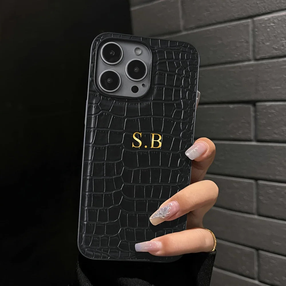 Personalised Crocodile Leather Phone Case - Vélanoworld