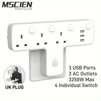 3 Way Plug Adapter with USB Ports