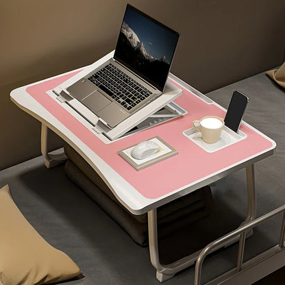 Foldable Laptop Desk with Lift-Up Top & Cup Holder