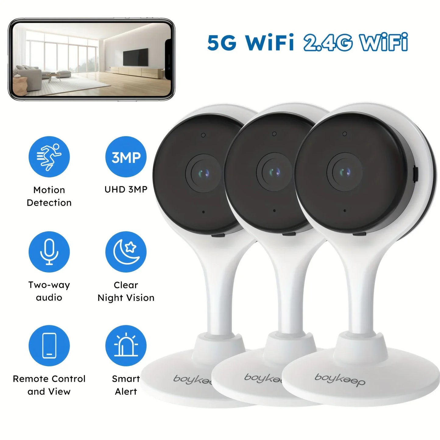 Triple Set Indoor Wireless Cameras