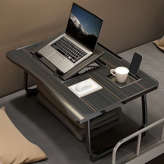 Foldable Laptop Desk with Lift-Up Top & Cup Holder